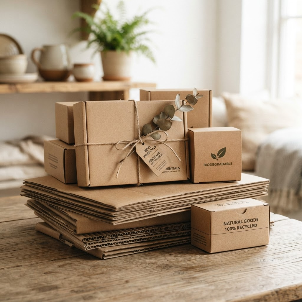 Eco-friendly kraft paper packaging and recycled materials
